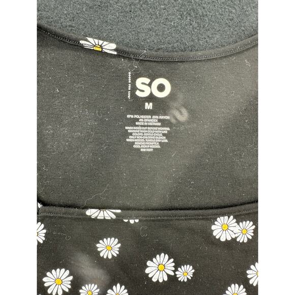 NWT SO Black daisy Floral Square Neck Short Sleeve Mini Dress Womens Size Medium - Picture 7 of 7